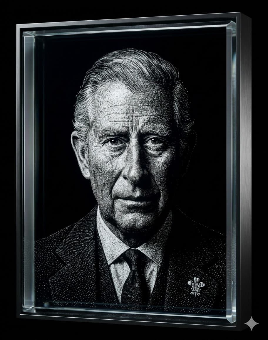 Glass portrait framed work